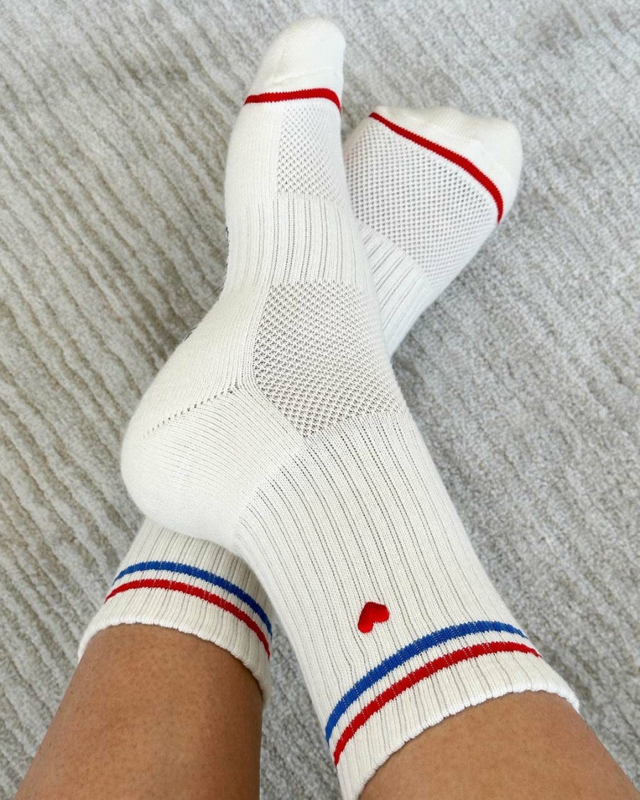 Accessories Le Bon Shoppe | Embroidered Boyfriend Socks - Milk + Heart