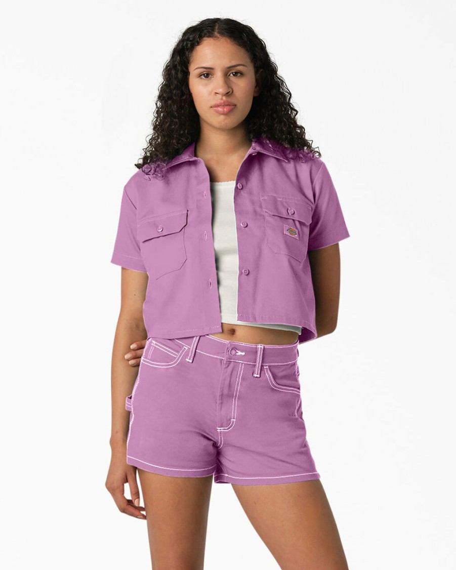 Clothing Dickies | Cropped Work Shirt - Wild Rose