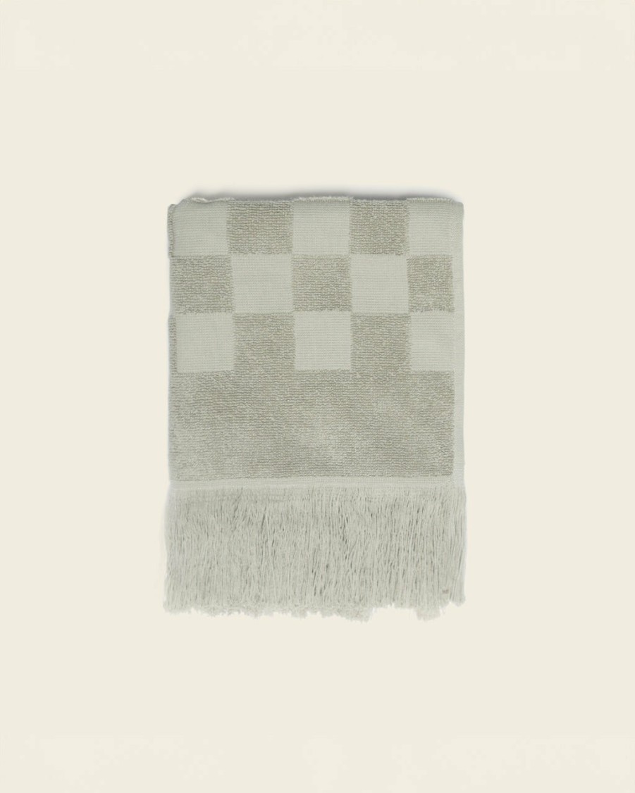 Living Happy Place | Plush Checkered Hand Towel - Sage