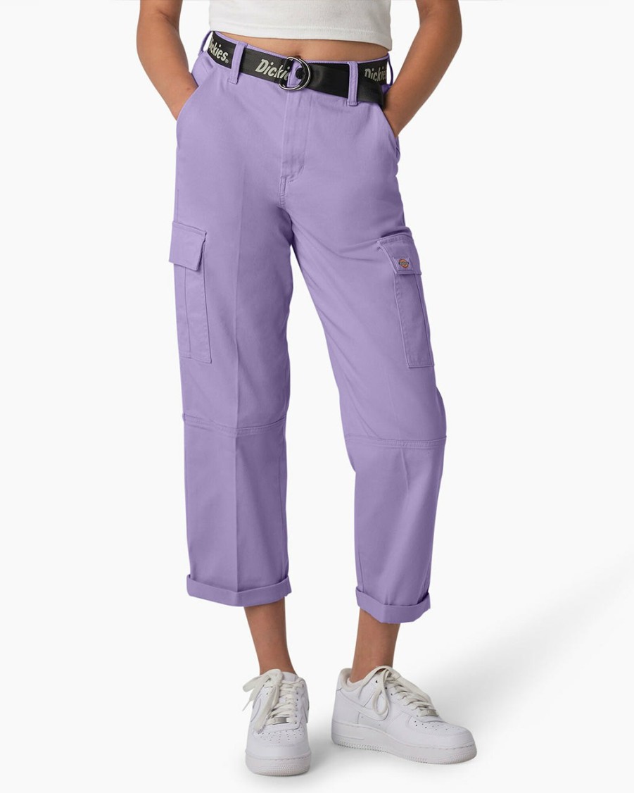 Clothing Dickies | Contrast Stitch Cropped Cargo Pants - Purple Rose