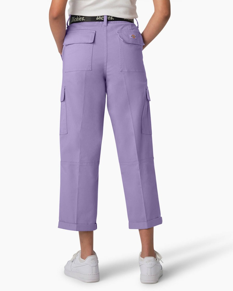 Clothing Dickies | Contrast Stitch Cropped Cargo Pants - Purple Rose