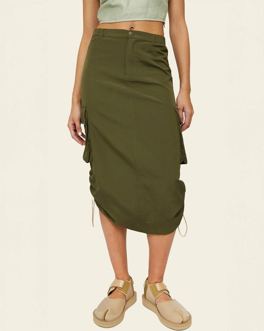 Clothing Find Me Now | Orion Cargo Midi Skirt - Olive