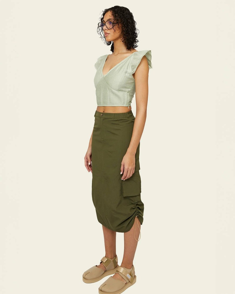 Clothing Find Me Now | Orion Cargo Midi Skirt - Olive