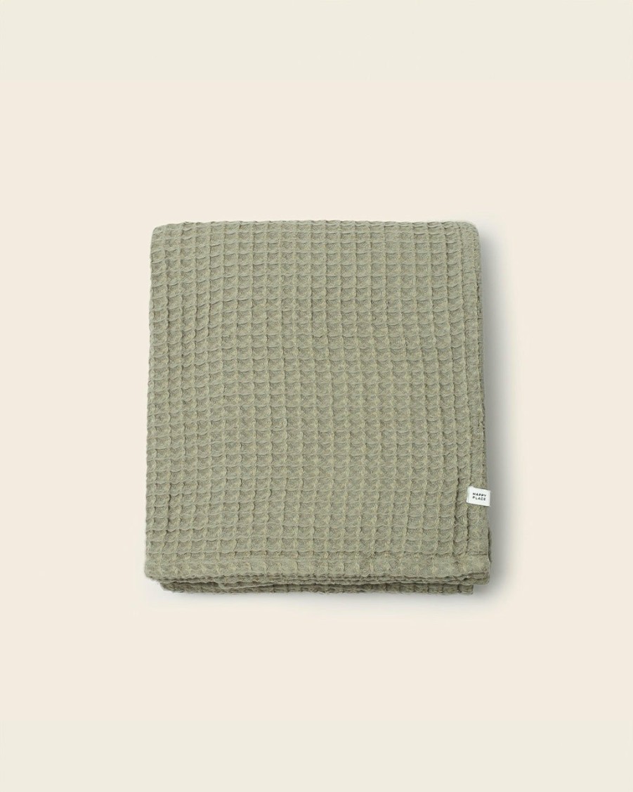 Living Happy Place | Waffle Throw Bed Blanket - Sage