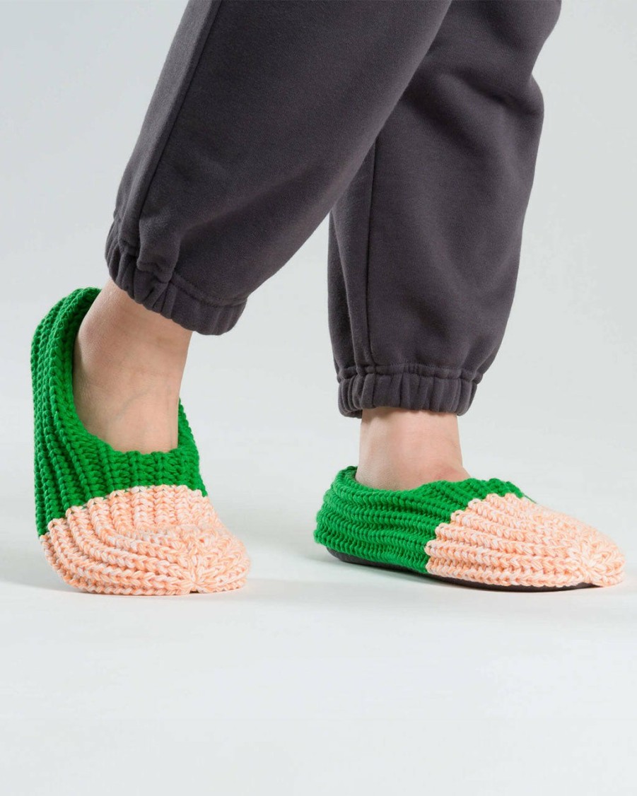 Accessories Verloop | Colorblock Rib Slippers - Kelly Peach