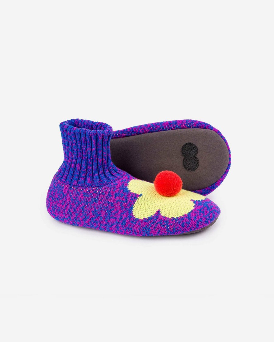 Accessories Verloop | Flower Sock Slippers - Magenta Cobalt Marl