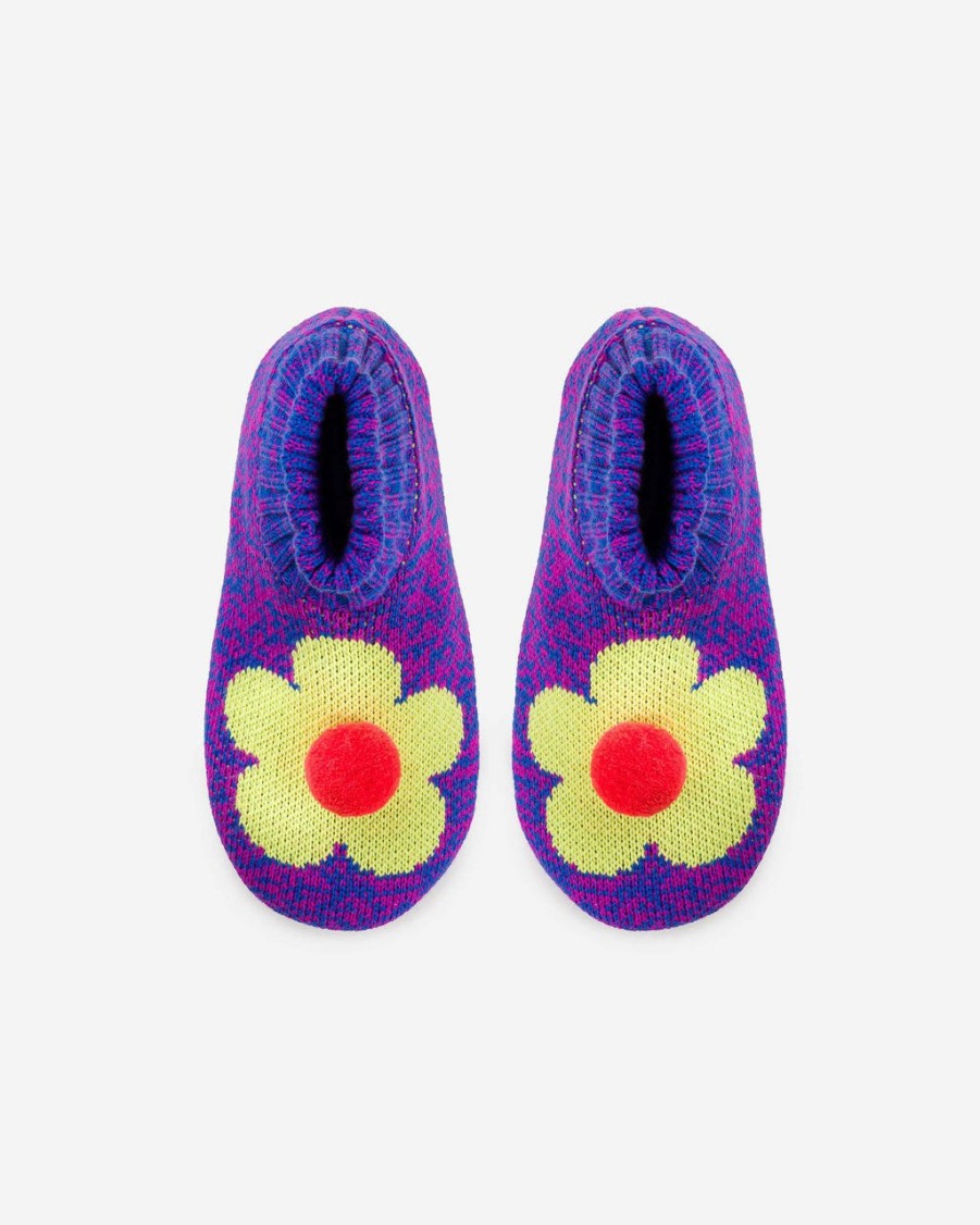 Accessories Verloop | Flower Sock Slippers - Magenta Cobalt Marl