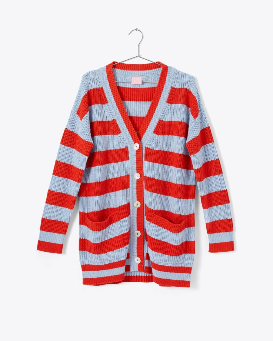 Clothing ban.do | Slouchy Cardigan - Red/Blue Stripe