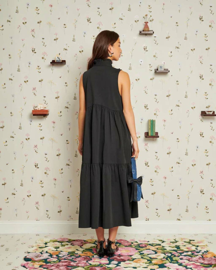 Clothing Sister Jane | Peggy Bow Midi Dress - Pitch Black