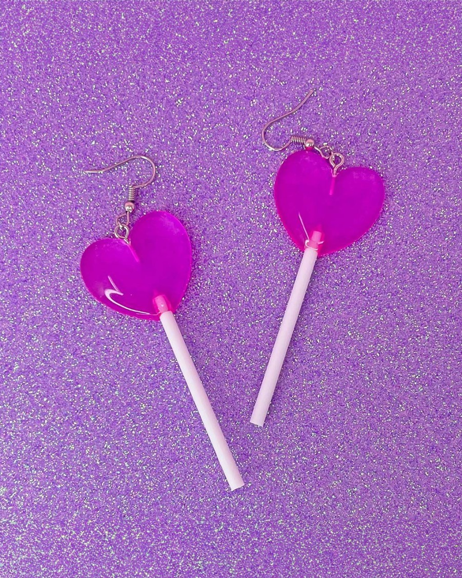 Accessories A Shop of Things | Pink Heart Lolli Earrings