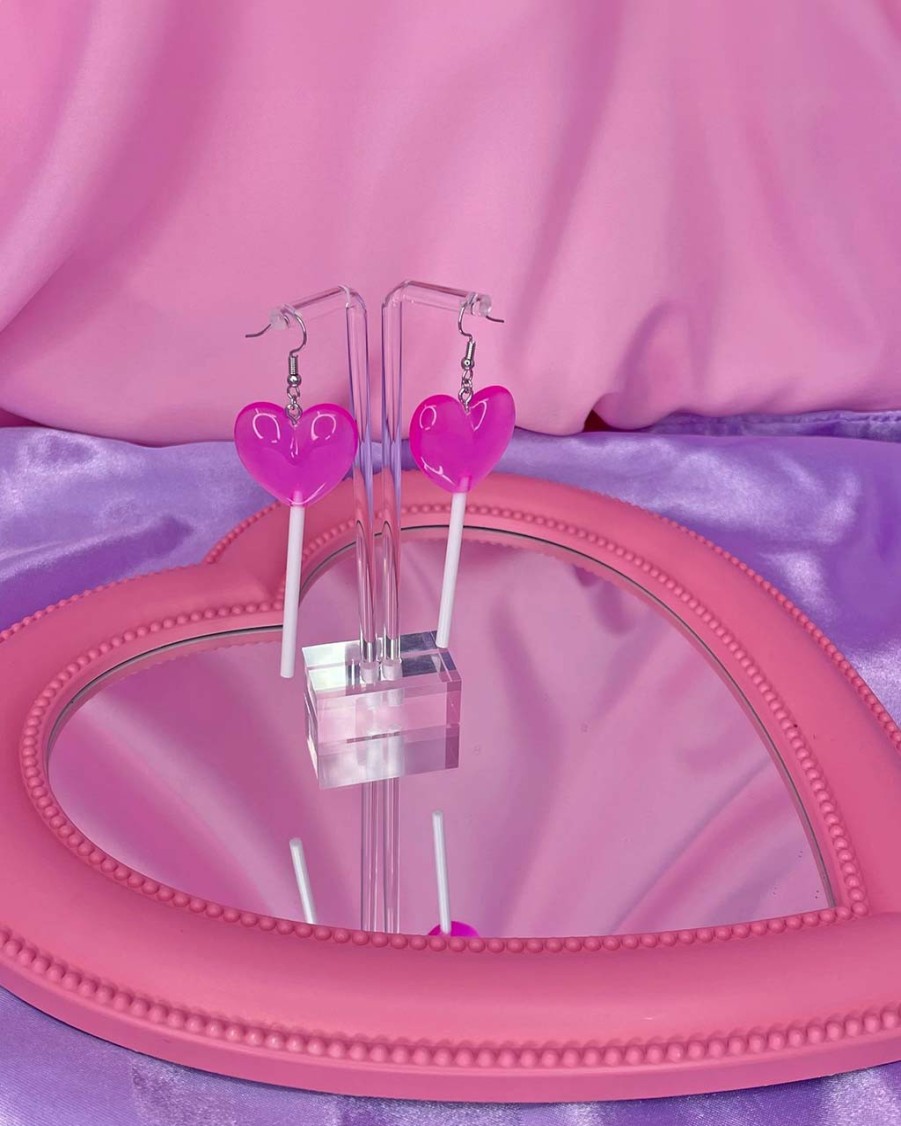 Accessories A Shop of Things | Pink Heart Lolli Earrings