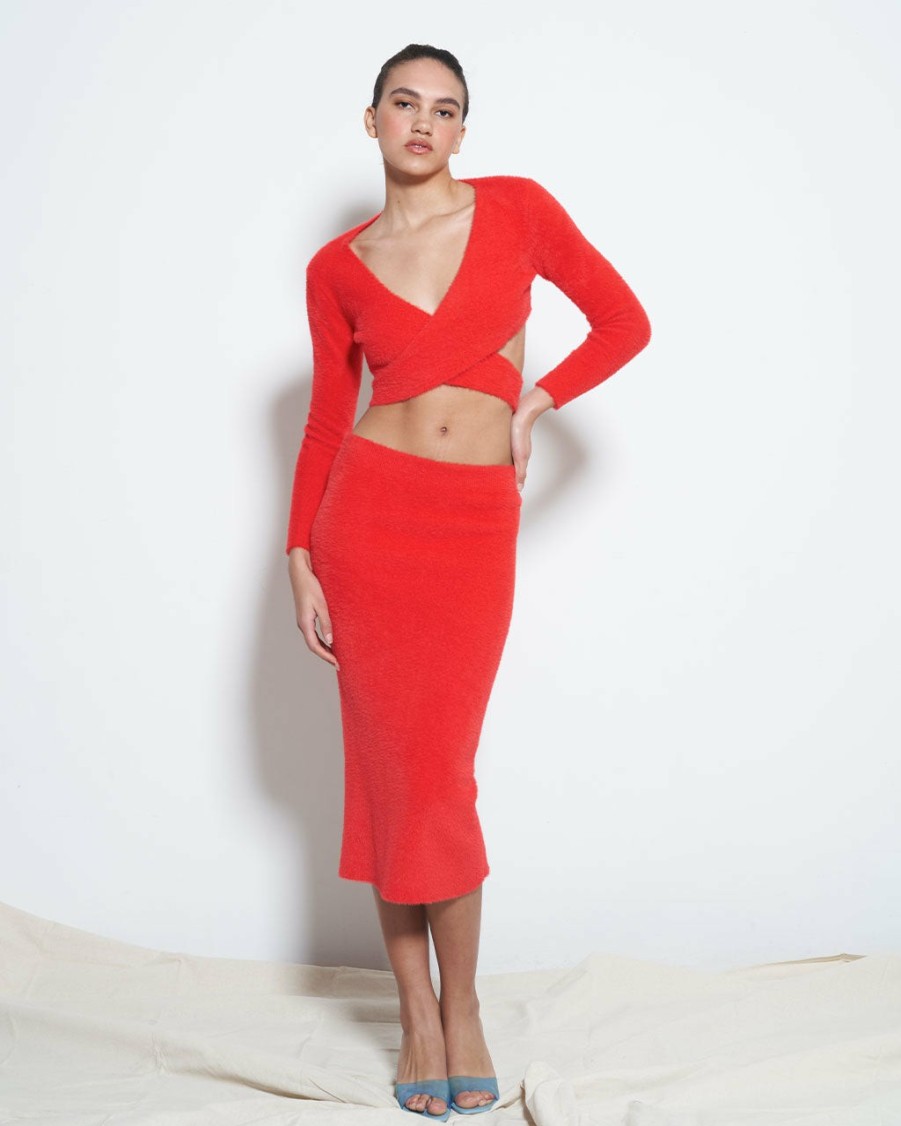 Clothing Rationalle | Valerie Skirt - Red Furry Knit