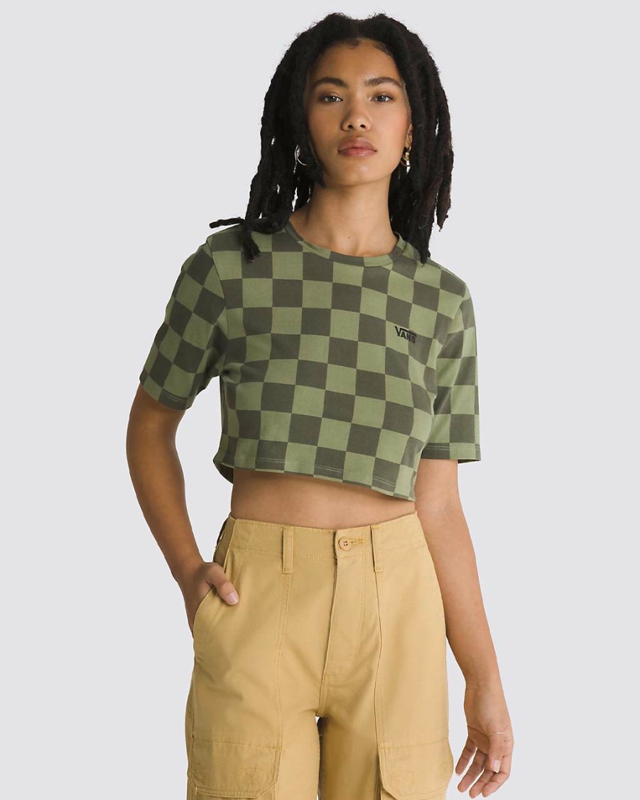 Clothing Vans | Checker Crew Crop T-Shirt - Olivine