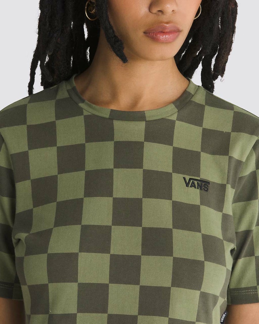 Clothing Vans | Checker Crew Crop T-Shirt - Olivine