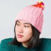 Accessories Verloop | Chunky Colorblock Pom Beanie - Pink