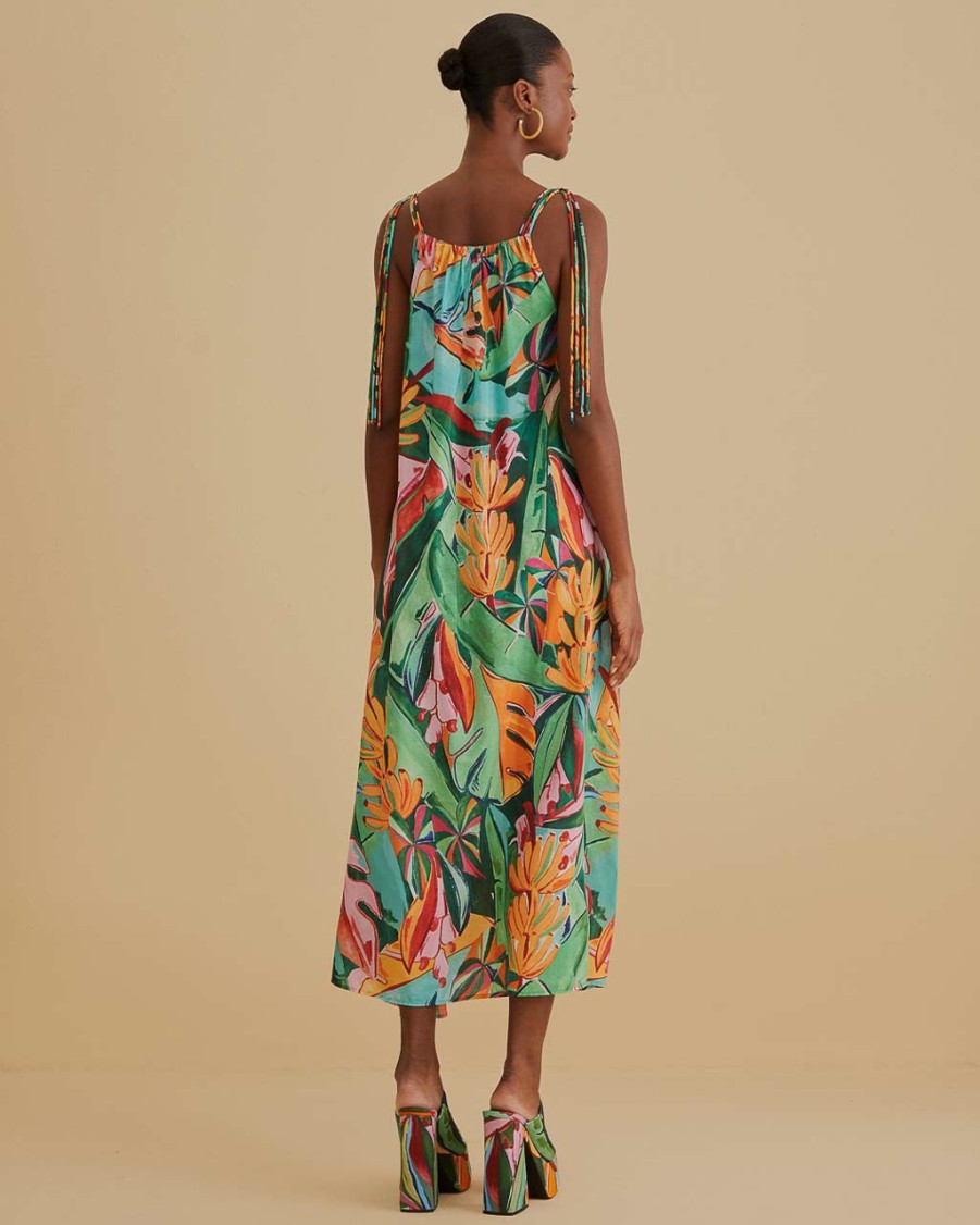 Clothing Farm Rio | Multicolor Banana Foliage Sleeveless Midi Dress