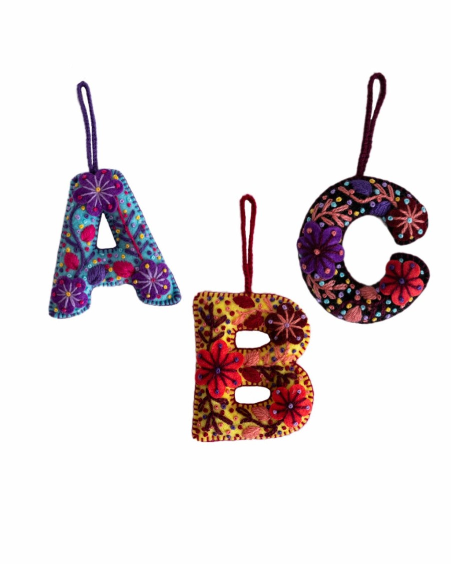 Living Global Goods Partners | Embroidered Alphabet Ornament