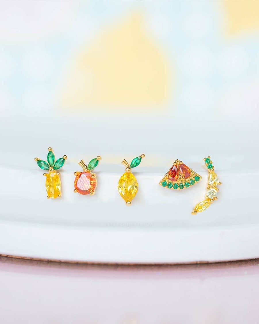 Accessories Girls Crew | Tropical Fruit Basket Stud Set