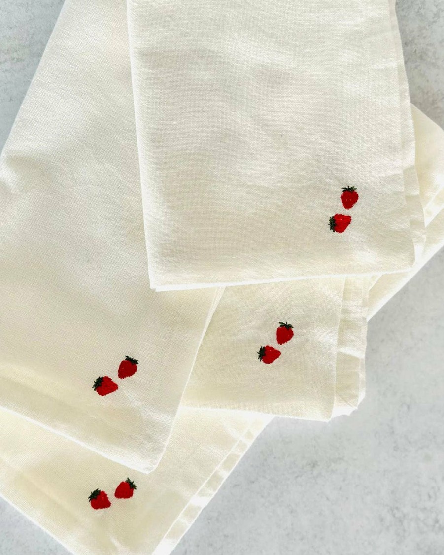 Living Dot And Army | Petite Strawberry Cloud Chambray Cloth Napkins