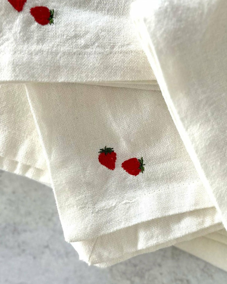 Living Dot And Army | Petite Strawberry Cloud Chambray Cloth Napkins