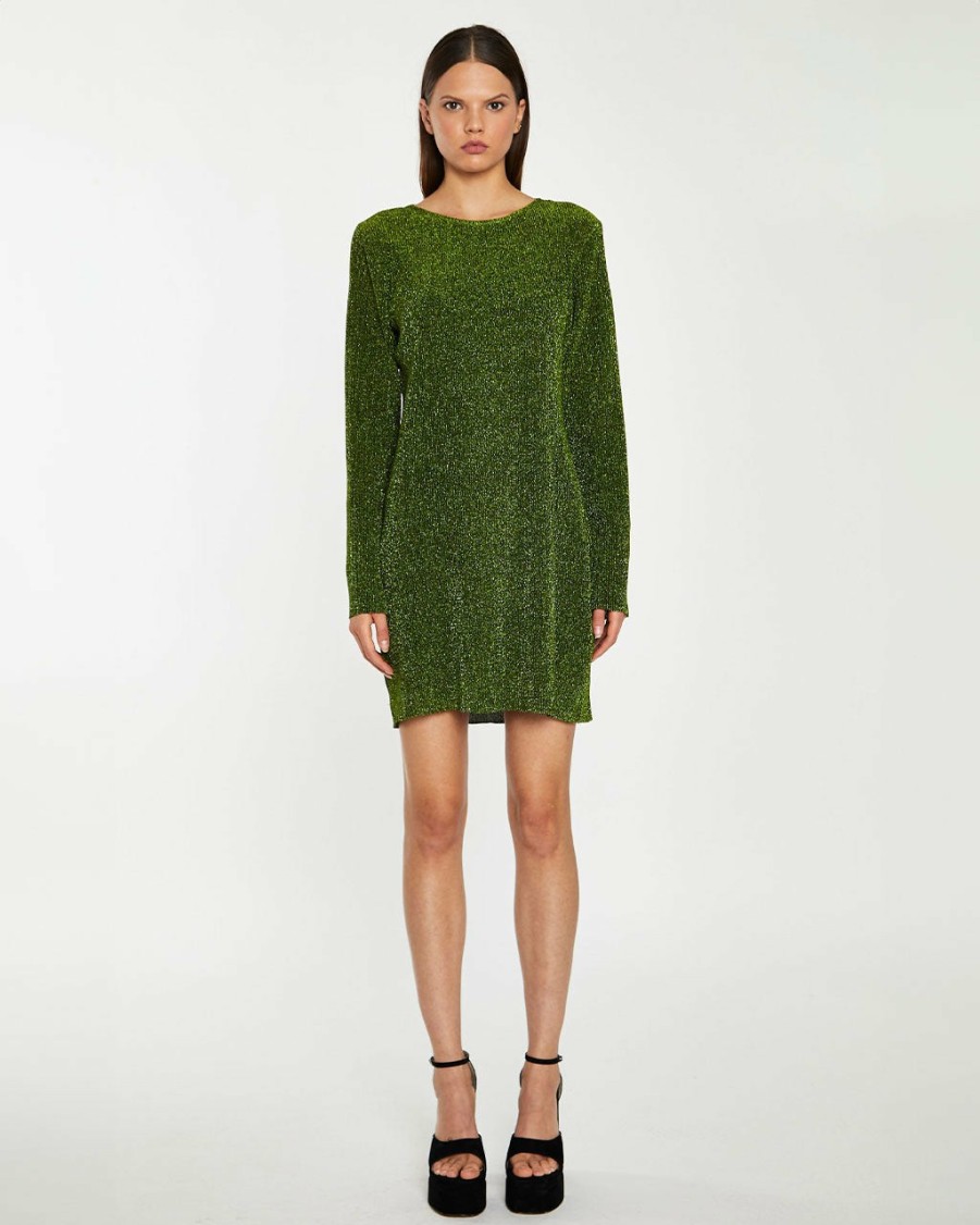 Clothing Glamorous | Green Glitter Plisse Mini Dress