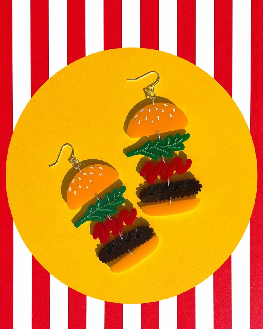 Accessories Frank Goodness | The Totally Possible Burger Acrylic Drop Earrings