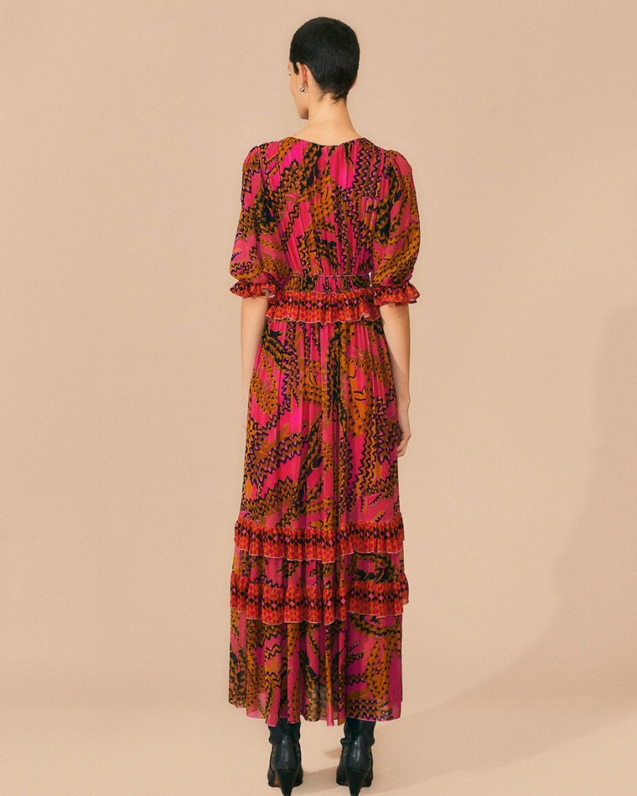 Clothing Farm Rio | Pink Croco Short Sleeve Maxi Dress