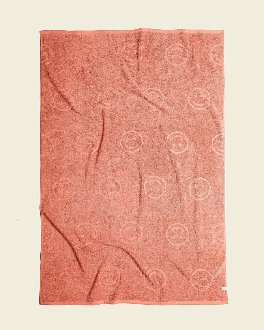 Living Happy Place | Poolside Smiley Terry Beach Towel - Terra Cotta