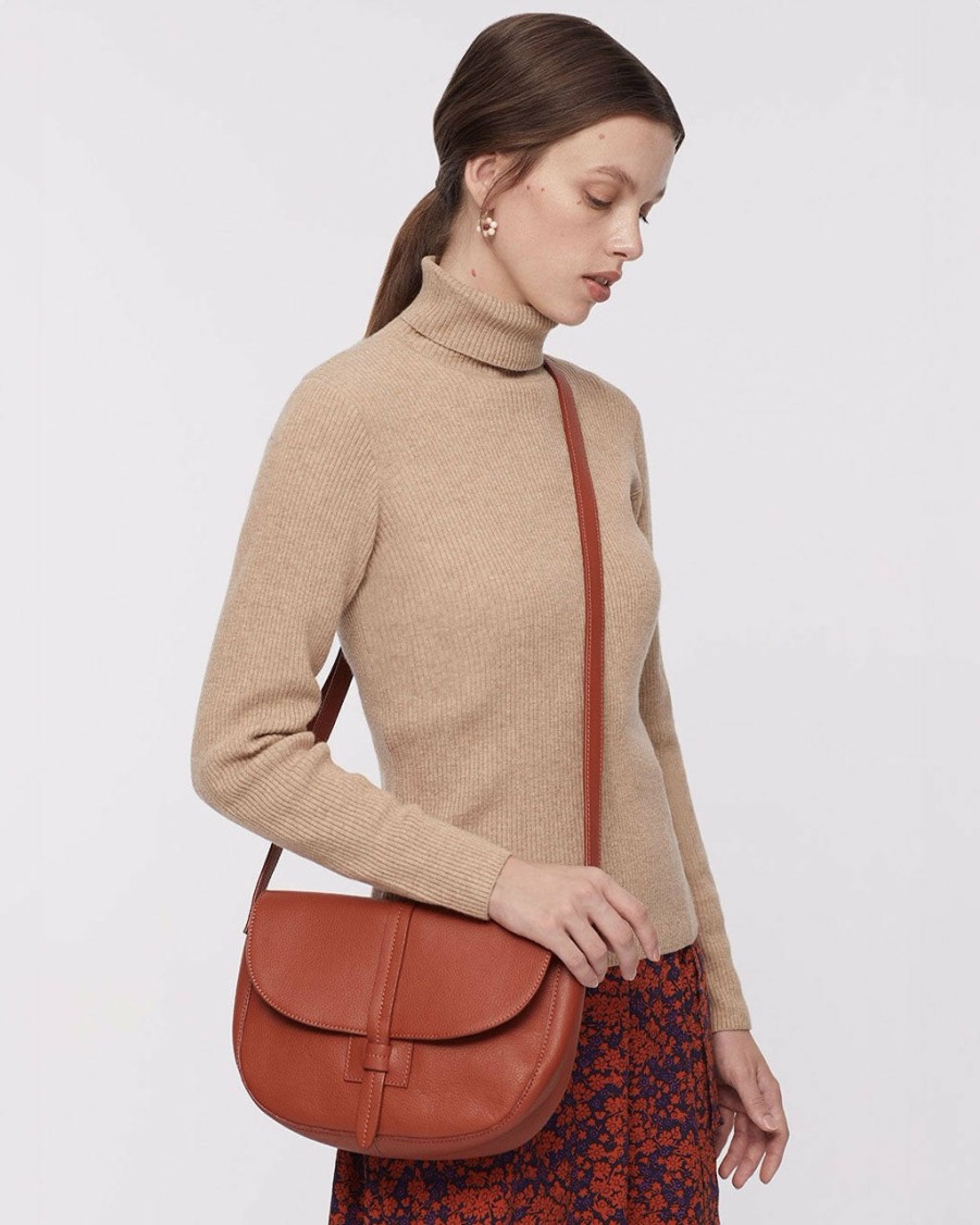 Accessories Nice Things | Orange Leather Crossbody Bag