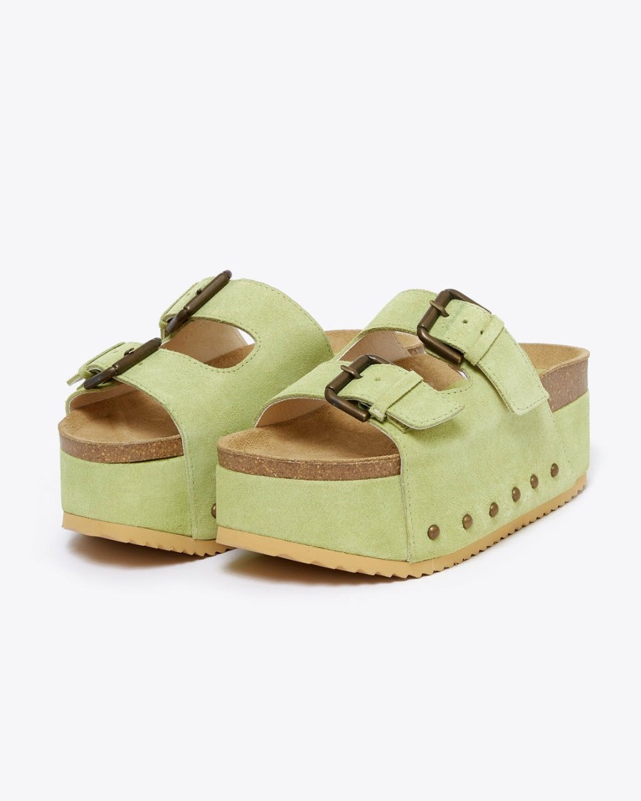 Accessories Intentionally Blank | Cooper-2 Suede Platform Sandal - Pistachio