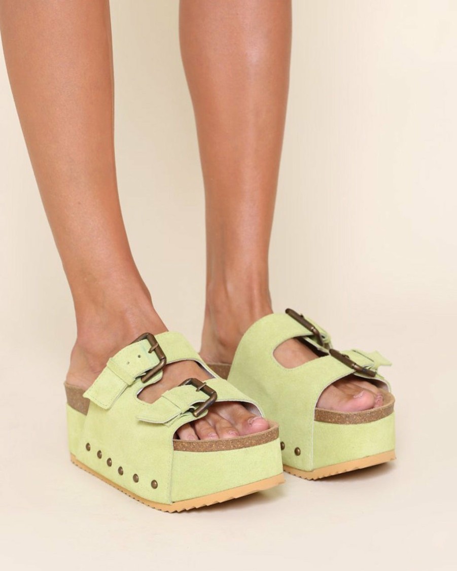 Accessories Intentionally Blank | Cooper-2 Suede Platform Sandal - Pistachio