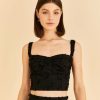 Clothing Farm Rio | Black 3D Flower Corset Crop Top