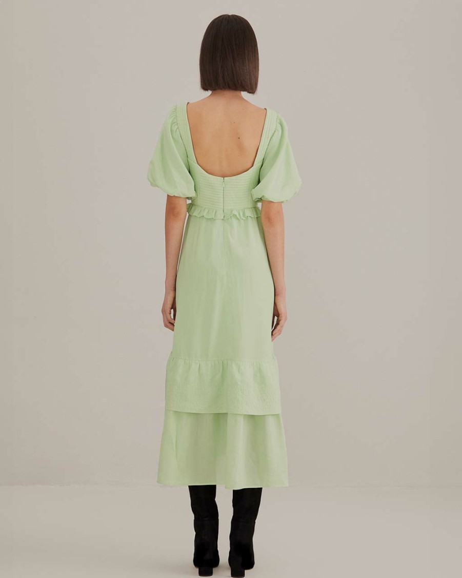 Clothing Farm Rio | Soft Green Short Sleeve Midi Dress