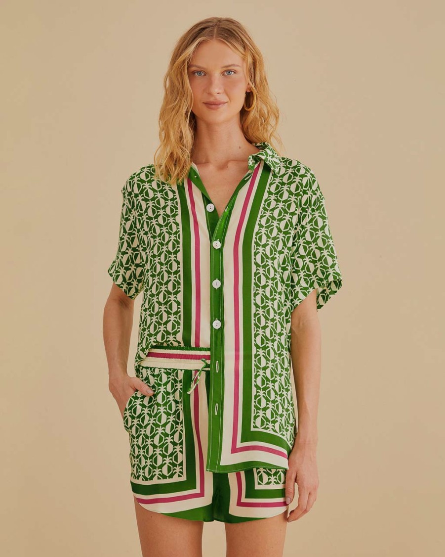 Clothing Farm Rio | Green Pineapple Scarf Shirt