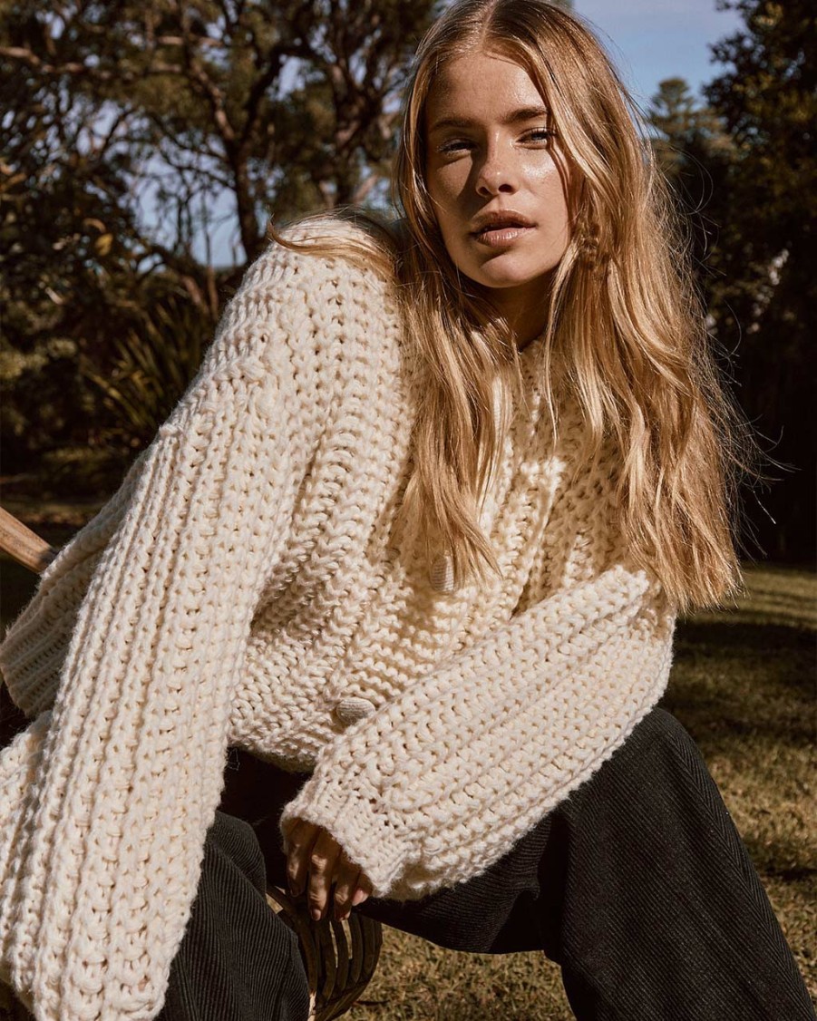 Clothing Little Lies | Creme Hand Knitted Charli Cardigan