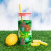 Living ban.do | Glass Tumbler - Green Geometric Floral