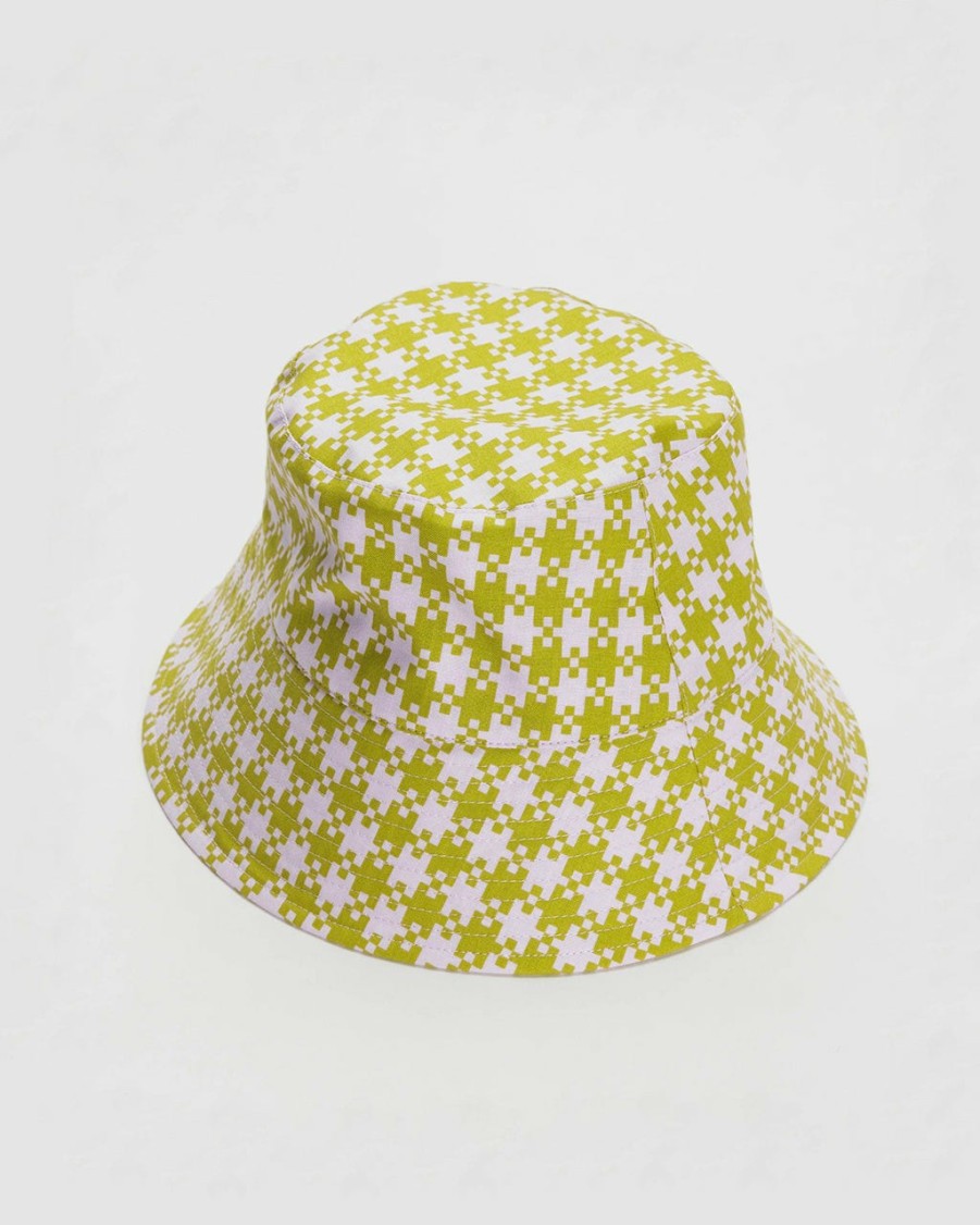 Accessories Baggu | Bucket Hat - Pink & Pistachio Pixel Gingham