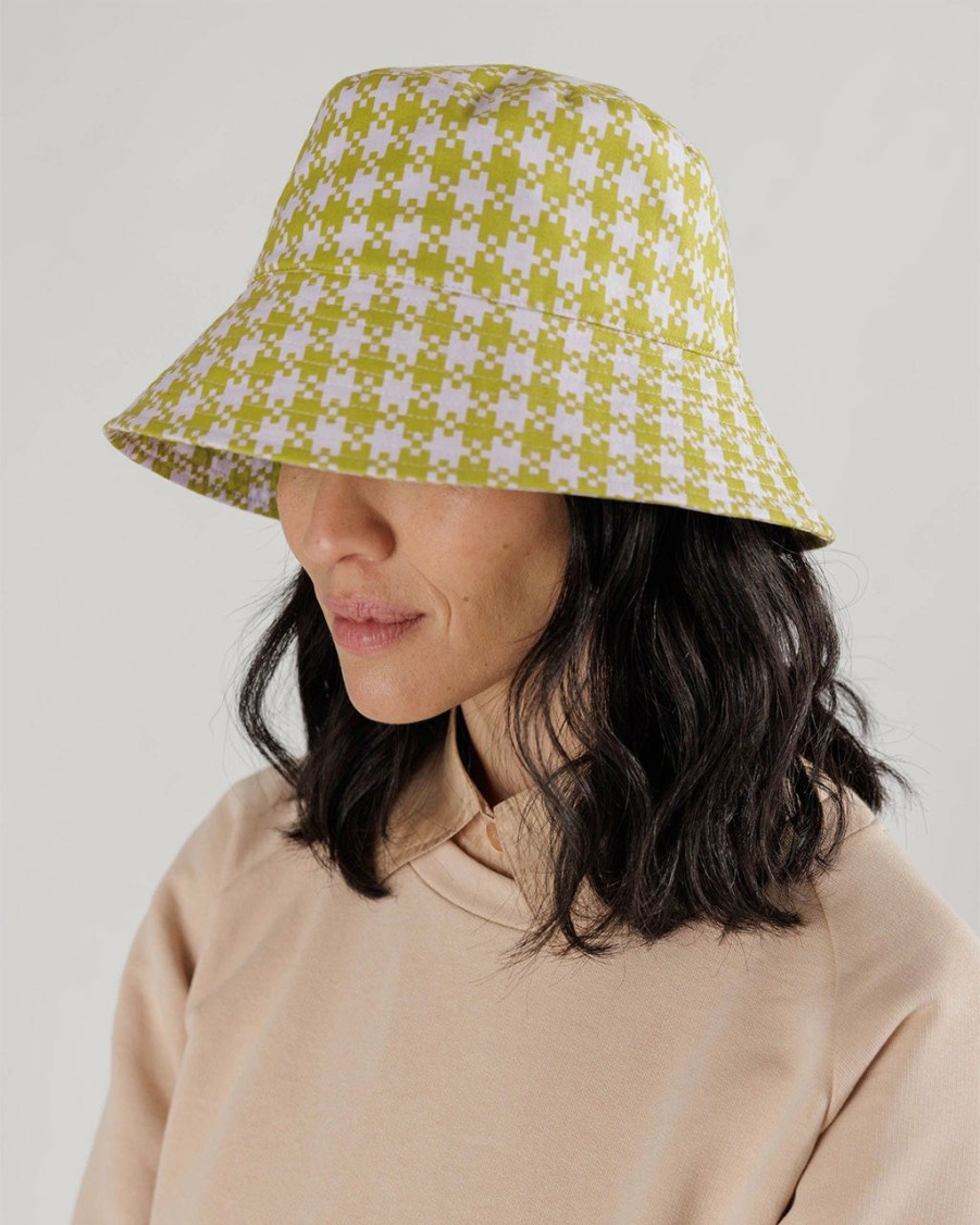 Accessories Baggu | Bucket Hat - Pink & Pistachio Pixel Gingham