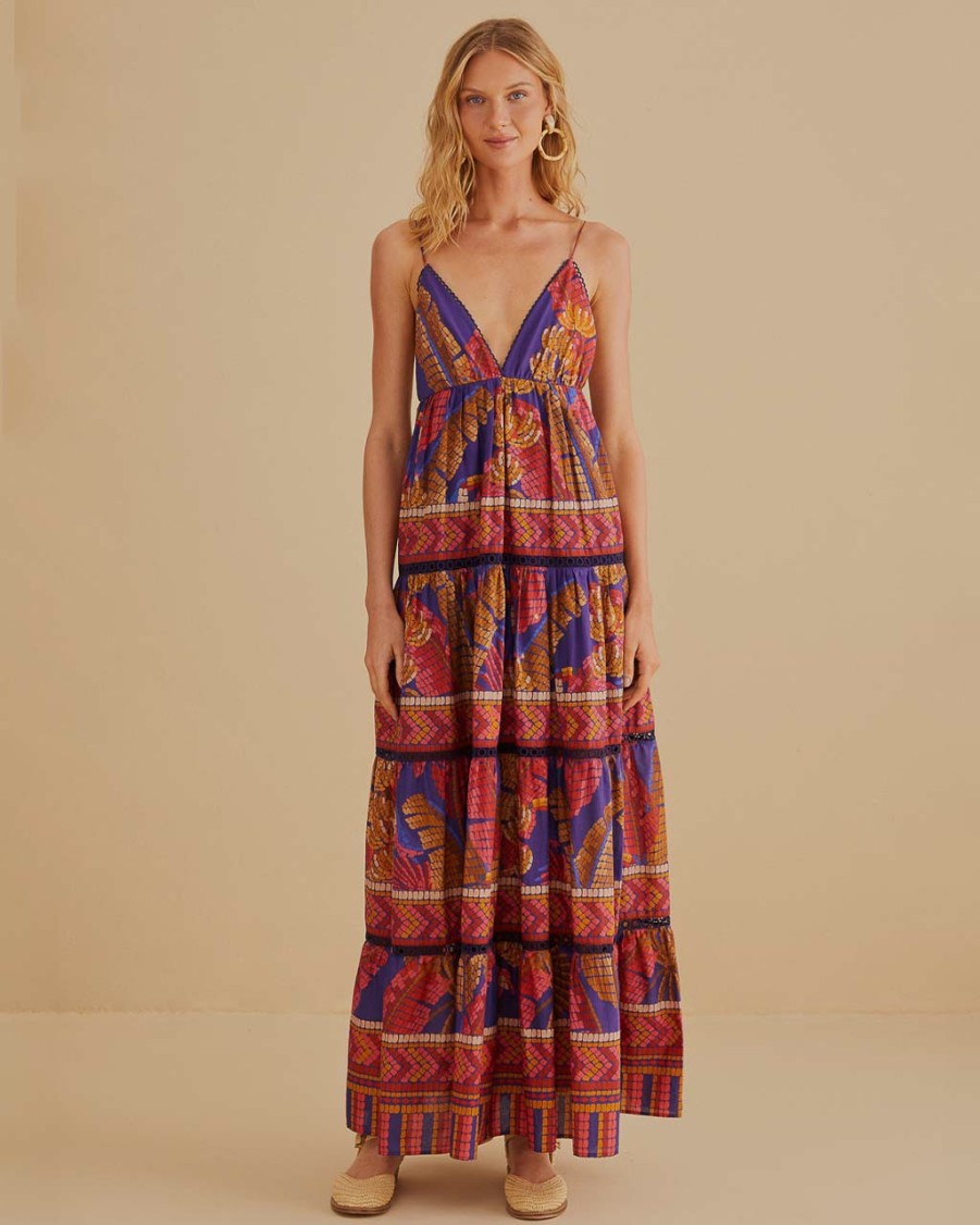 Clothing Farm Rio | Blue Forest Mosaic Sleeveless Maxi Dress