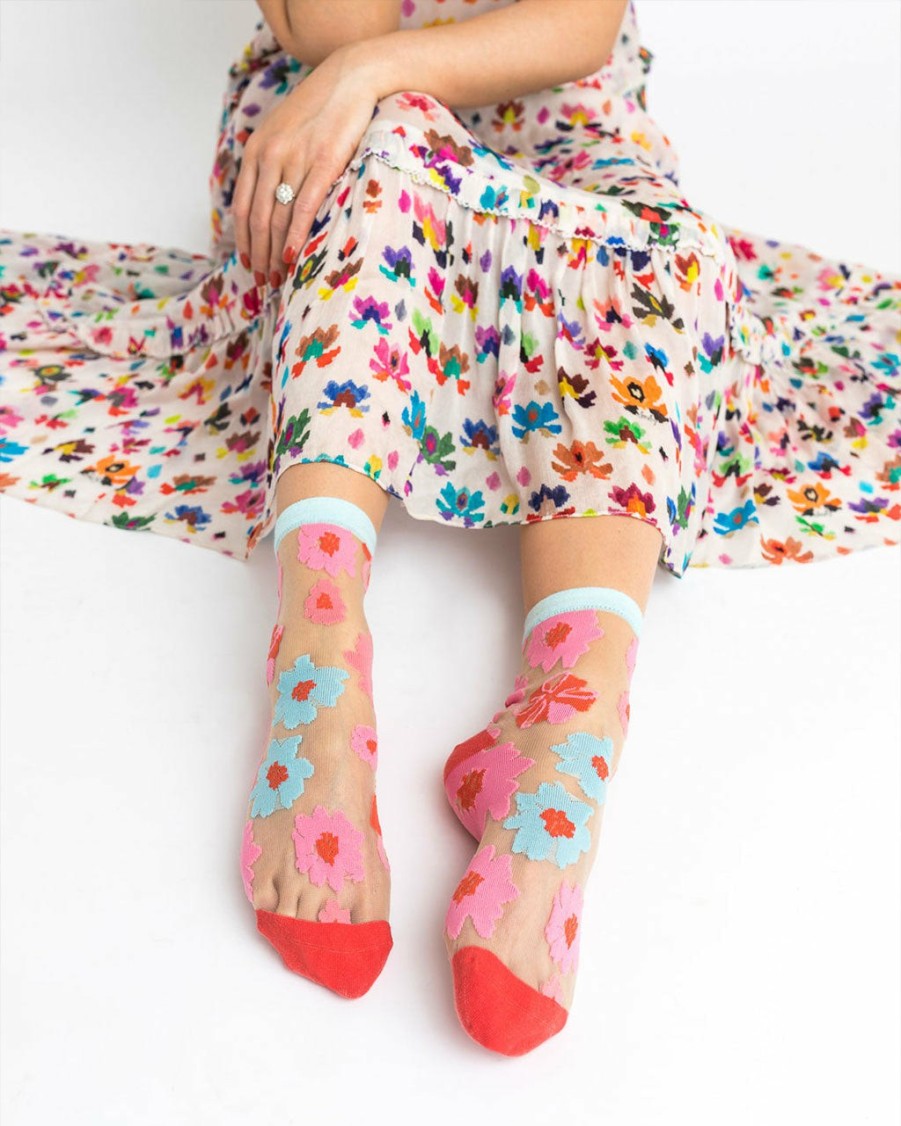 Accessories Sock Candy | Ribbon Roses Sheer Socks