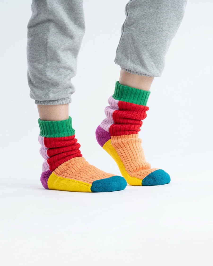 Accessories Verloop | Kaleidoscope House Socks - Peach Red