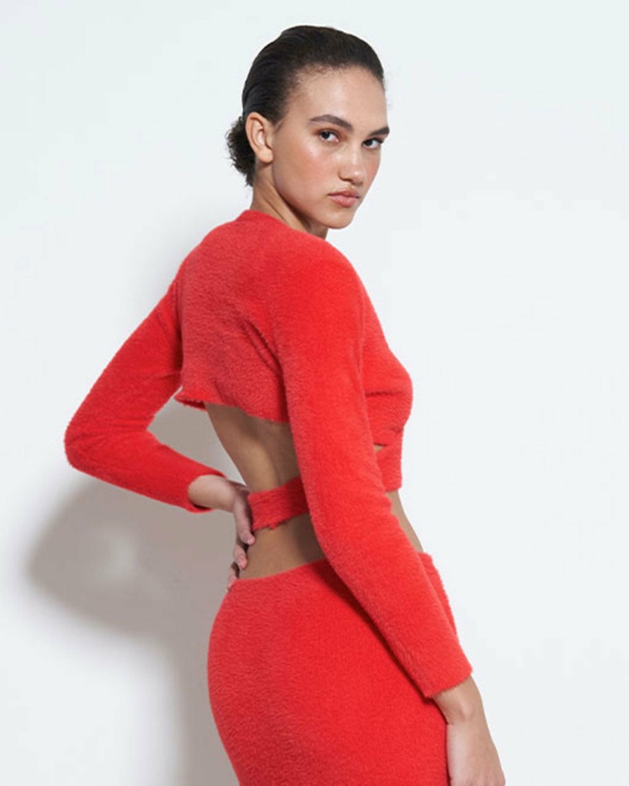 Clothing Rationalle | Solanas Top - Red Furry Knit