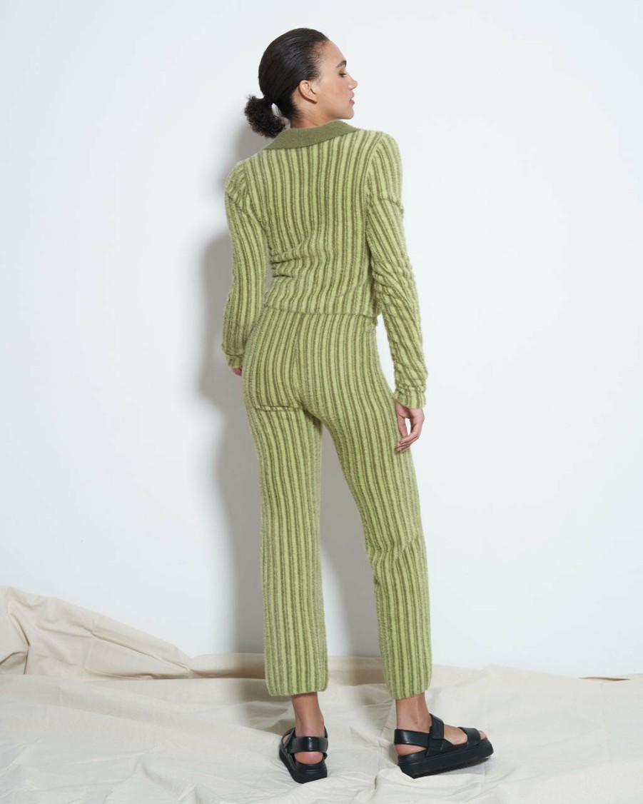 Clothing Rationalle | Arcade Knit Pants - Fuzzy Green Stripe