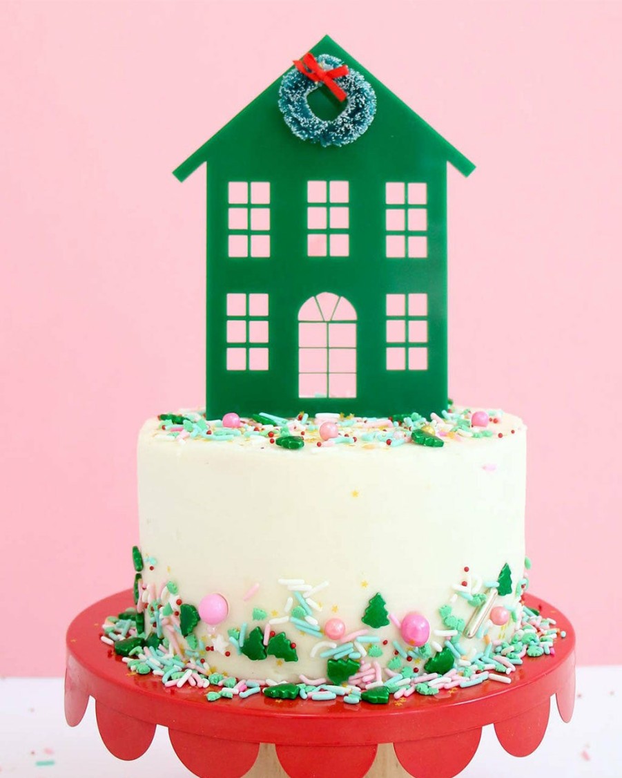 Living Kailo Chic | Dark Green Holiday House Cake Topper