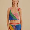 Clothing Farm Rio | Diagonal Stripes Crochet Crop Top