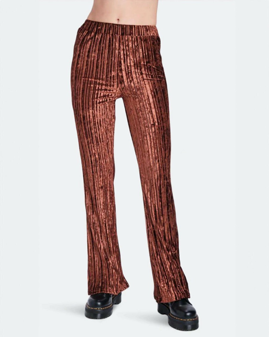 Clothing En Saison | Brown Crushed Velvet Flared Pants