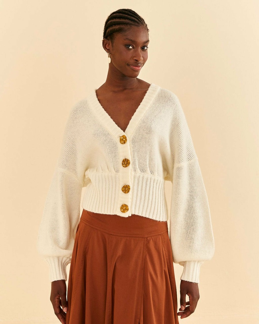 Clothing Farm Rio | Off-White Bubble Knit Cardigan