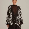 Clothing Farm Rio | Black And White Textured Knit Cardigan