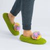 Accessories Verloop | Marbled Pom Rib Slipper - Green