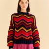 Clothing Farm Rio | Colorful Waves Crochet High Neck Sweater